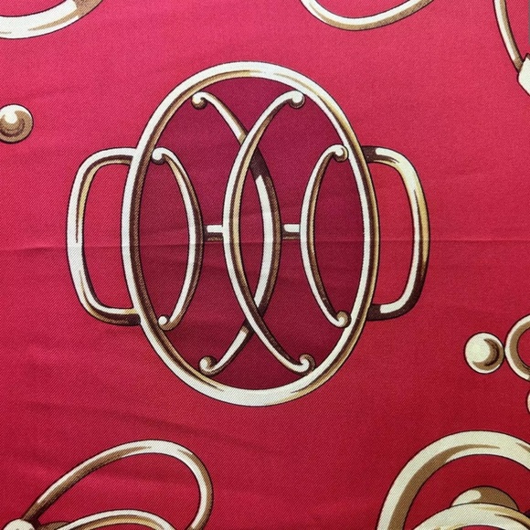 Hermès Red and Gold Silk Scarf - Picture 6 of 14